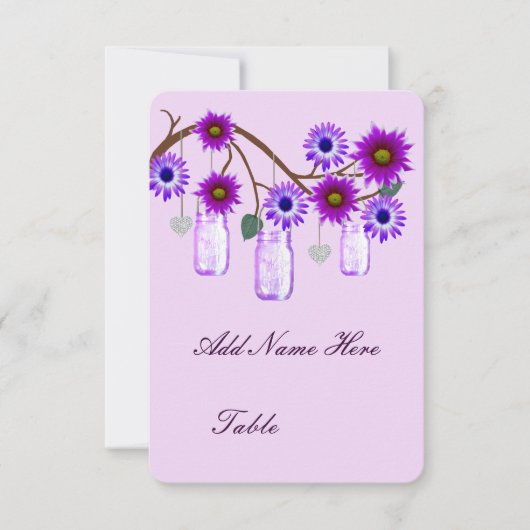 Cartes de table en forme de fleurs violettes dans (Devant)