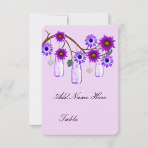 Cartes de table en forme de fleurs violettes en po