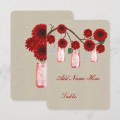 Cartes de table en jute rustique rouge Mason Jars (Devant / Derrière)