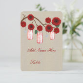 Cartes de table en jute rustique rouge Mason Jars (Debout devant)