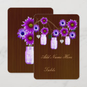 Cartes de table en pot de maçon rustique violet Co (Devant / Derrière)