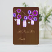 Cartes de table en pot de maçon rustique violet Co (Debout devant)