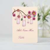 Cartes de table en pots Mason avec fleurs roses (Debout devant)