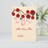 Cartes de table en pots Mason Fleurs Rouges (Debout devant)