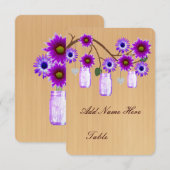 Cartes de table en pots Mason violet rustique de c (Devant / Derrière)
