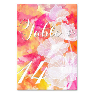 CARTES DE TABLE FIERY SUNSET WATERCOLOR HOLLYHOCK