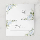 Cartes de Table Fleuries Mariage Hydrange Bleue Pl (Extérieur déplié)