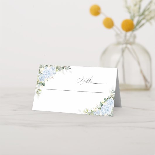 Cartes de Table Fleuries Mariage Hydrangea Bleue P (Devant)