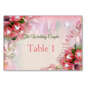 Cartes de table - Fuchsia Protea - Rose et Or (Devant)