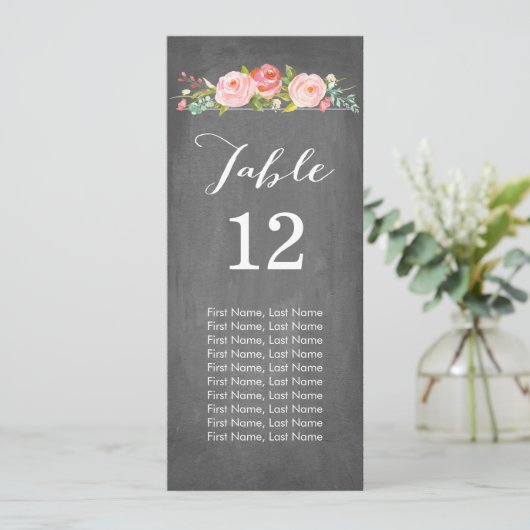 Cartes de table individuelles Rose Garden Chalkboa (Debout devant)