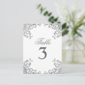 Cartes de table Mariage blanc argent élégant (Debout devant)