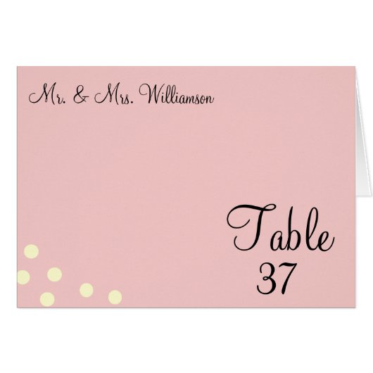 Cartes de table Mariage Crème rose Polka Dotsl (Devant Horizontal)