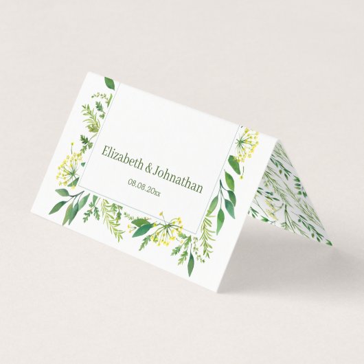 Cartes de table Mariage des Herbes Botaniques Vert (Dos)
