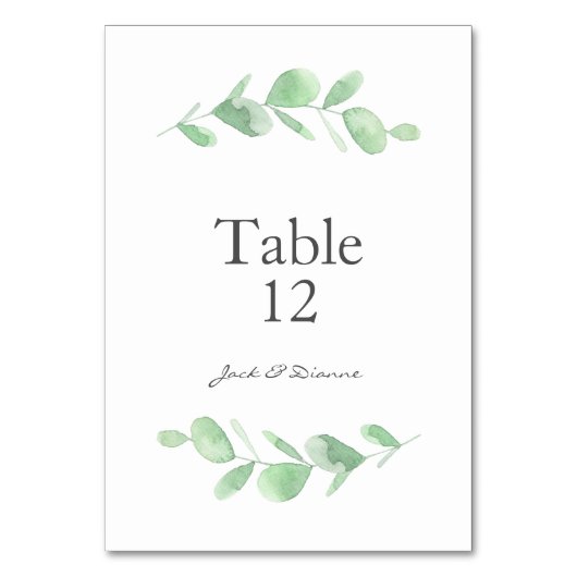 Cartes de table Mariage Eucalyptus vert (Par défaut)