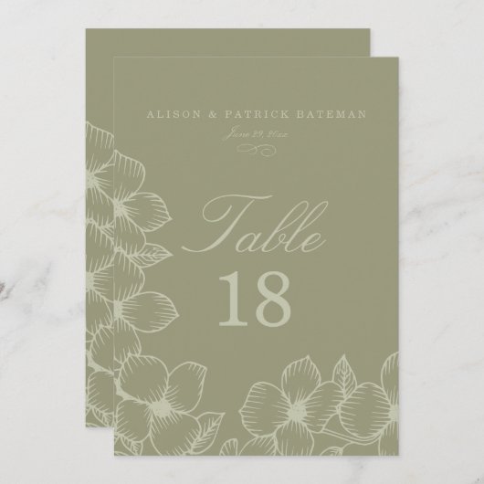 Cartes de table Mariage Floral Simplement (Devant / Derrière)