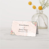 Cartes de table mariage florales crème rose classi (Devant)