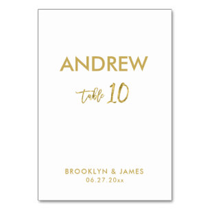 Cartes de table Mariage Gold Foil Tableau 10
