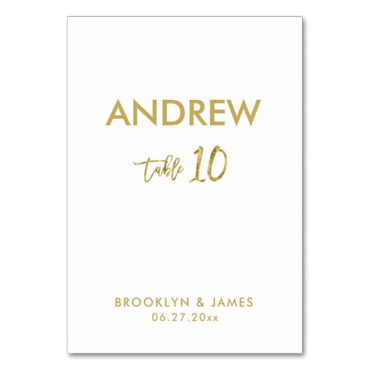 Cartes de table Mariage Gold Foil Tableau 10 (Par défaut)