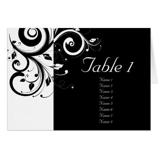 Cartes de table Mariage inverse noir + blanc (Devant horizontal)