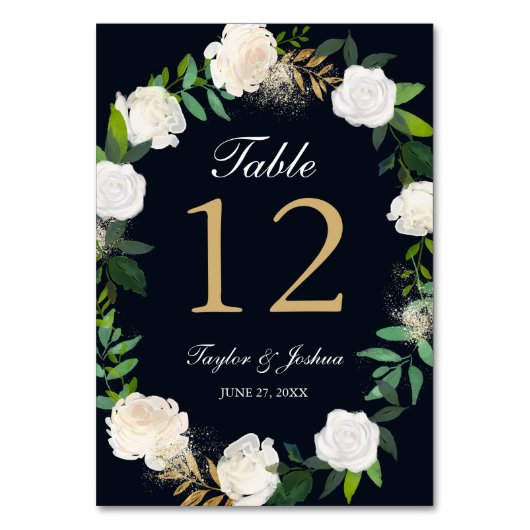 Cartes de table Mariage or de la marine florale (Par défaut)