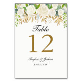 Cartes de table Mariage or Floral feuille aquarell (Dos)