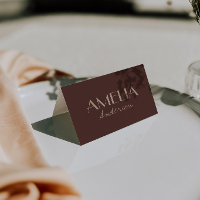 Cartes de table mariage rétro marron beige
