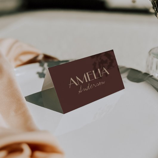 Cartes de table mariage rétro marron beige