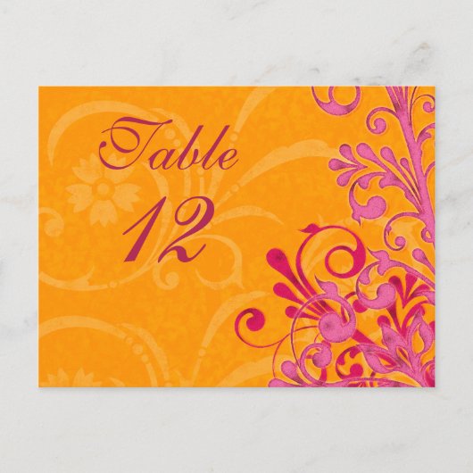 Cartes de table Mariage rose et orange (Devant)