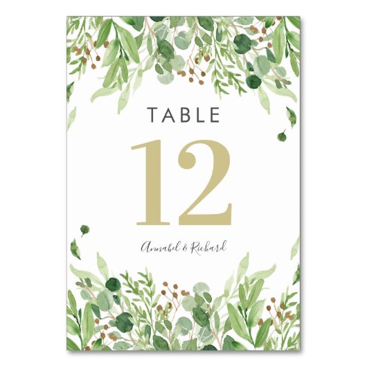 Cartes de table Mariage vert et or (Par défaut)
