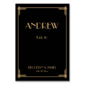Cartes de table Mariages Art Déco Gatsby Noir (Dos)