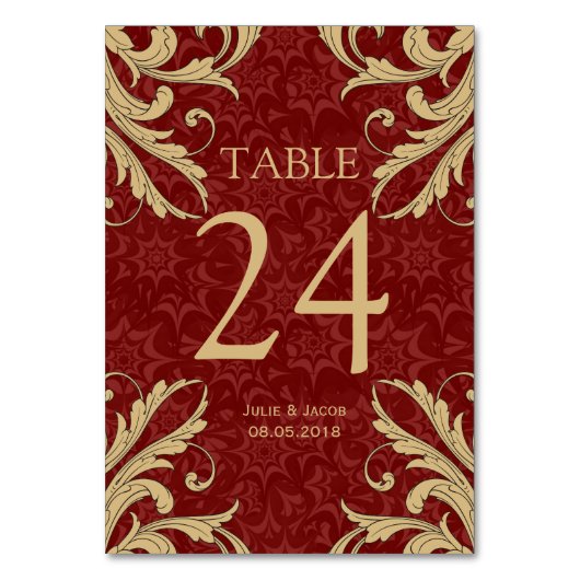 Cartes de table Maroon Gold Mariage damassé (Par défaut)