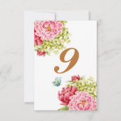 Cartes de table n°9 aux pivoines et hydrangeas (Devant)