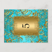 Cartes de table numéro de table en teal damassé (Dos)