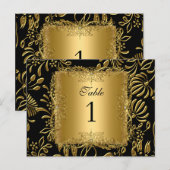 Cartes de table numérotées Damask Or (Devant / Derrière)