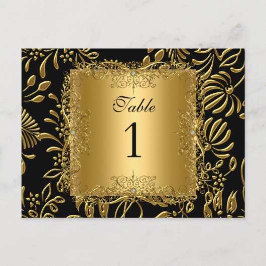 Cartes de table numérotées Damask Or (Devant)