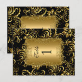 Cartes de table numérotées en Damas or (Devant / Derrière)