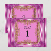 Cartes de table numérotées or rose (Devant / Derrière)