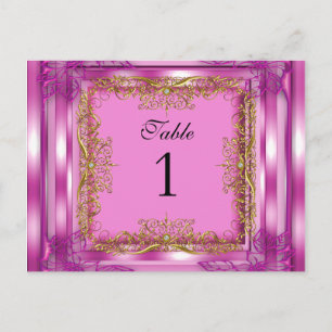 Cartes de table numérotées or rose