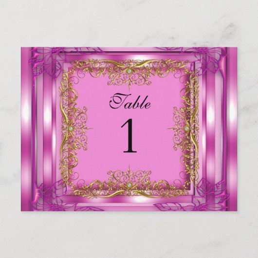 Cartes de table numérotées or rose (Devant)