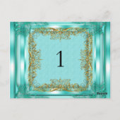 Cartes de table numérotées or sarcelle (Dos)