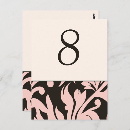 Cartes de table numérotées Réception de mariage ro (Devant / Derrière)