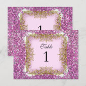 Cartes de table numérotées rose or (Devant / Derrière)