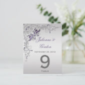 Cartes de table Ornat Purple Silver Floral Fils (Debout devant)