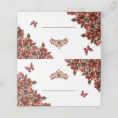 Cartes de table papillon Roses dorées rouges (Extérieur déplié)