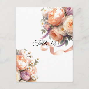 Cartes de table 'Pêches, Pivoines et Roses'