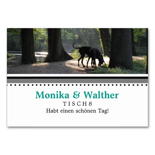 Cartes de table photo de chien (Devant)