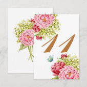 Cartes de table Pivoines et Hydrangea N° 11 (Devant / Derrière)