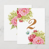 Cartes de table Pivoines et Hydrangea N° 2 (Devant / Derrière)