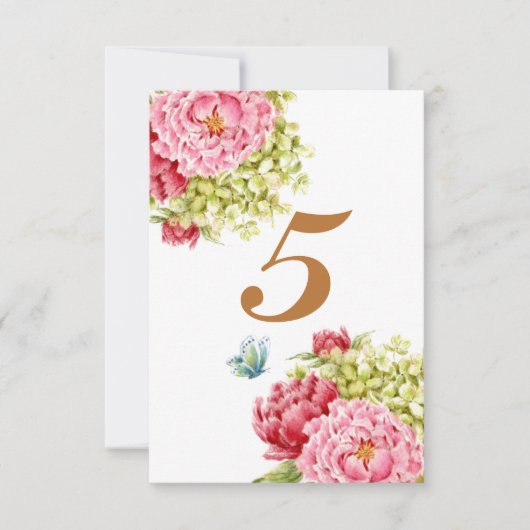Cartes de table Pivoines et Hydrangea N° 5 (Devant)