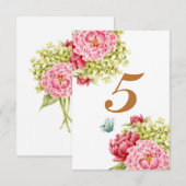 Cartes de table Pivoines et Hydrangea N° 5 (Devant / Derrière)